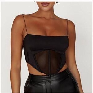 MESHKI JADA CORSET MESH PANEL BLACK BUSTIER TOP SIZE SMALL